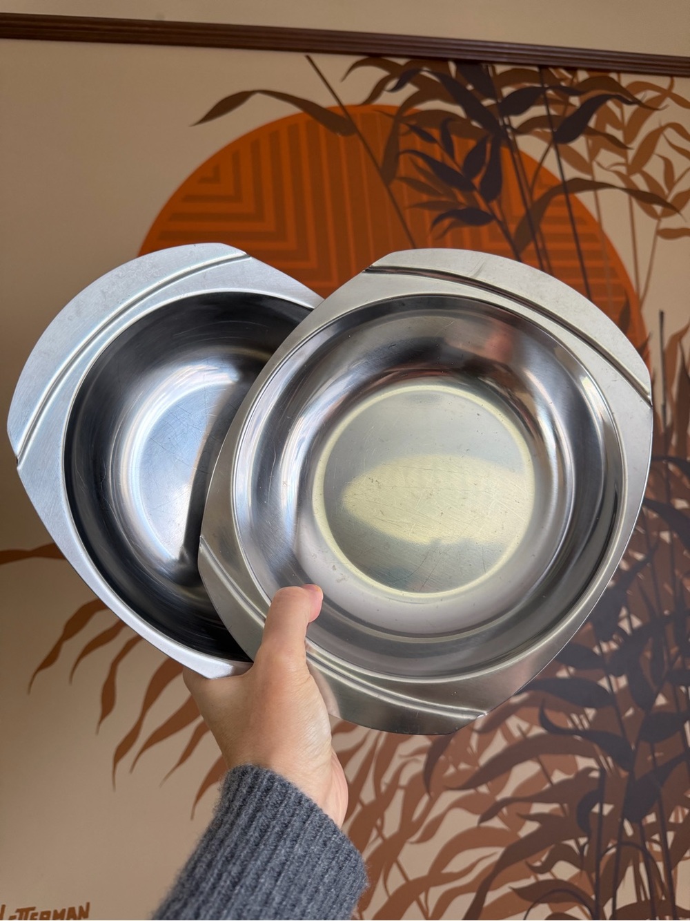Set of 2 Vintage Selandia Denmark 18-8 stainless steel serving bowls
